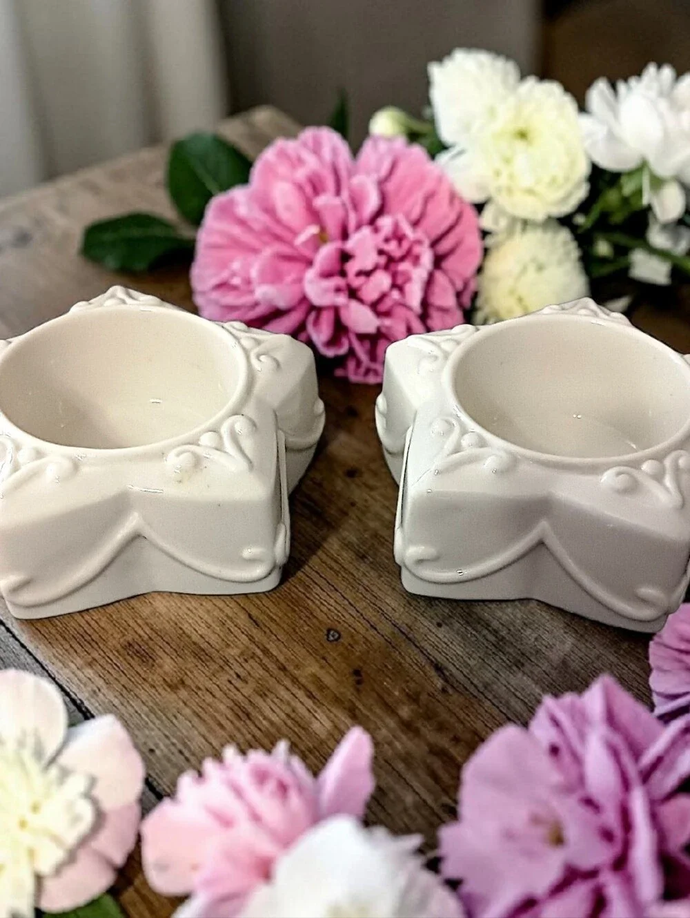 2‎ Lenox Yuletide Glowlite Candle Holders Votive Tea Light Porcelain Star Shaped